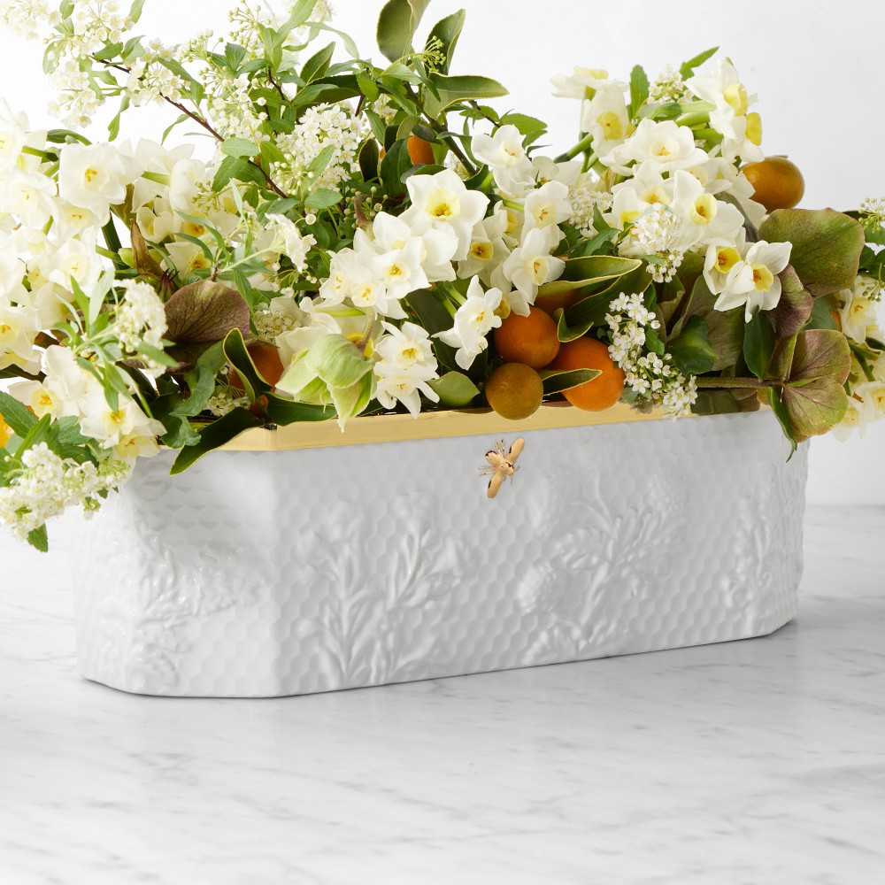 Honeycomb Rectangular Vase with Frog | Williams-Sonoma