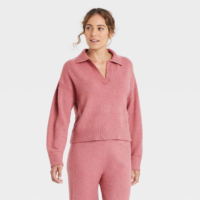 Women's Collared Split Neck Pullover Sweater - A New Day™ | Target