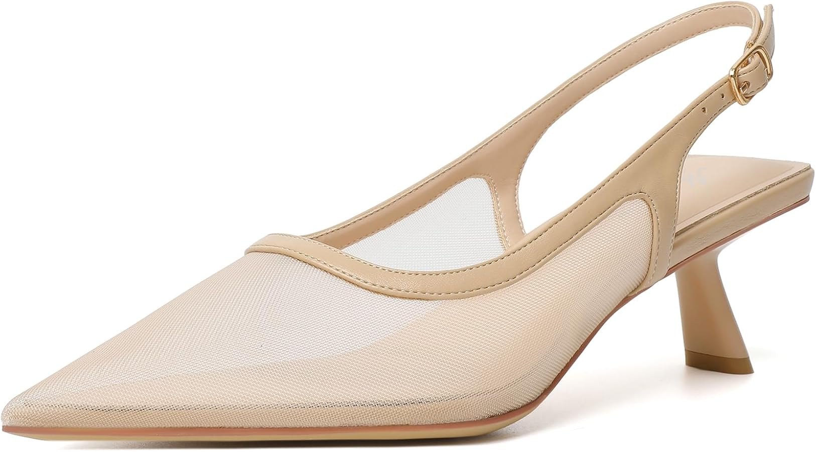 Mostrin Kitten Heels for Women Pointed Toe Pumps Patent Leather Low Heel Slingback Heels with Buc... | Amazon (US)