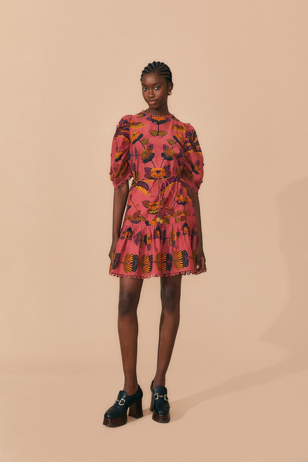 Blush Living Bloom Short Sleeve Mini Dress | FarmRio (US)