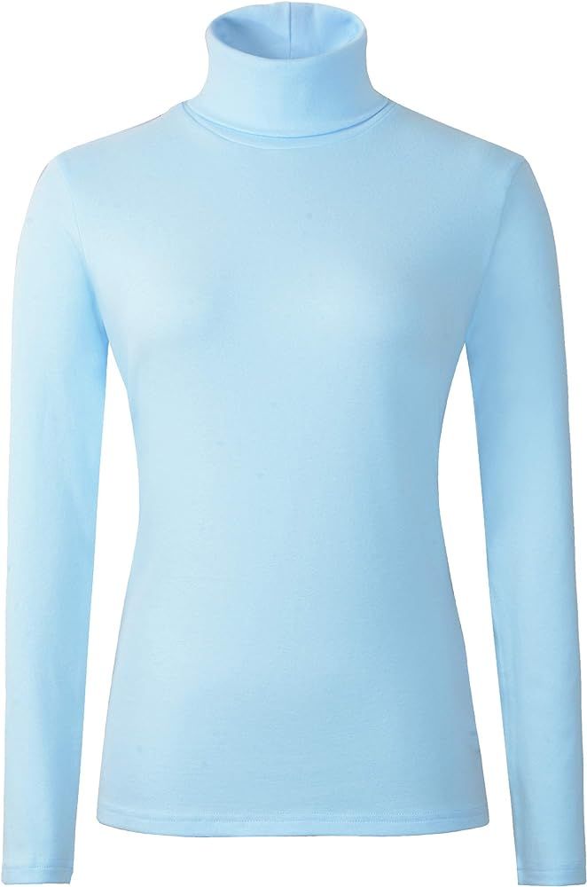 HieasyFit Women's Cotton Turtleneck Top Basic Layering Thermal Underwear(Light Blue M) at Amazon ... | Amazon (US)