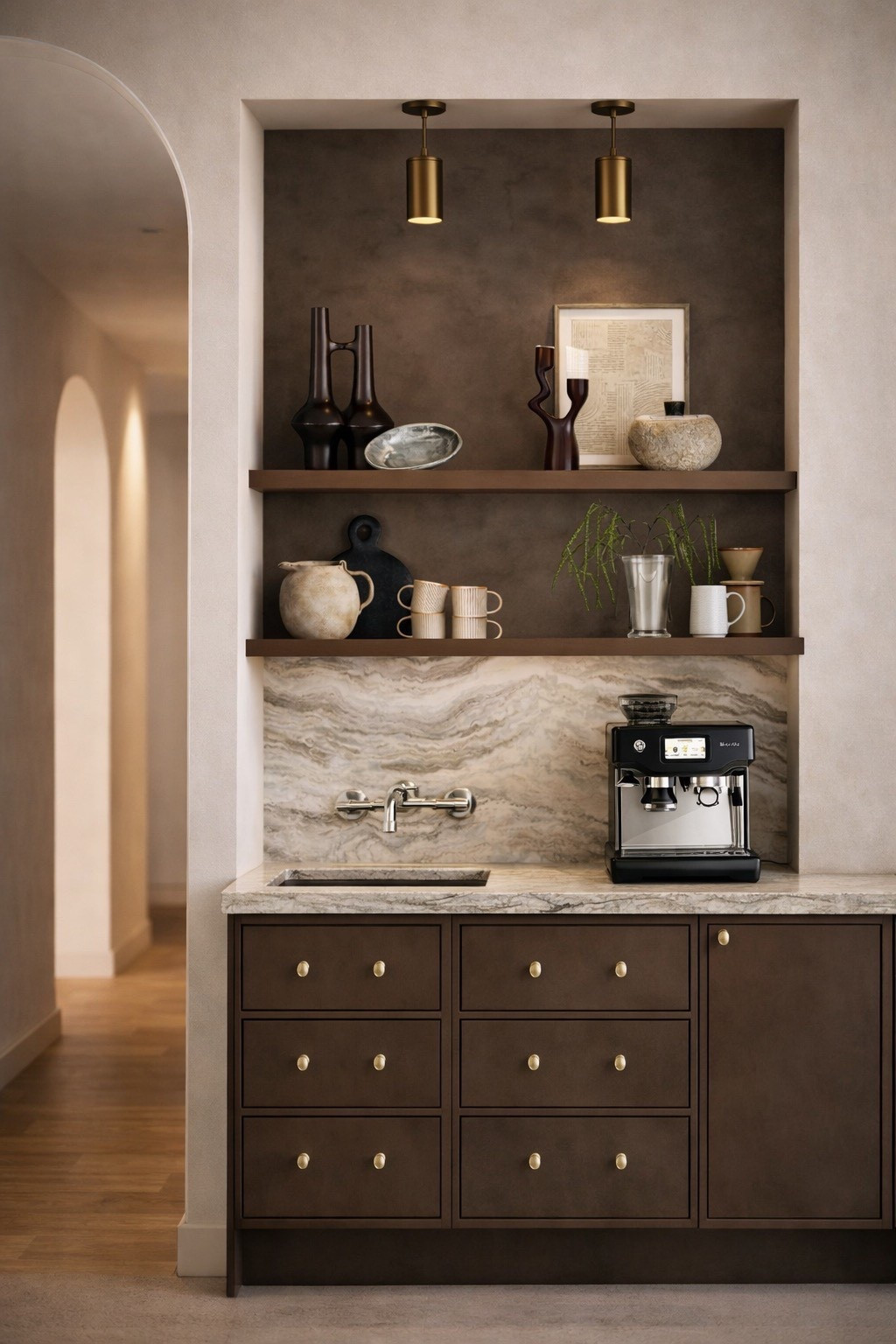 Here is a rendering of the vibe I’m going for in my coffee bar!! Already ordered the faucet!! Everything else (all the decor!!) is from Wayfair!! 

@wayfair #AD #WayfairPartner #Wayfair #NewYearNewYou