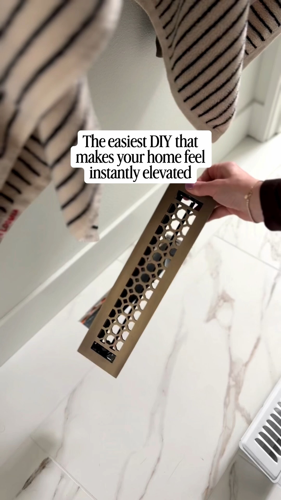 Upgrading our floor vents was the easiest DIY and took me about 5 mins. 😅 I’m loving the brass and honeycomb shape against our flooring, instantly adds elegance. There’s also wall vent options, other finishes and sizes.

Would you change out your vents? 

#easydiy #floorvents #homeupdates #neutralhome 

#LTKHome