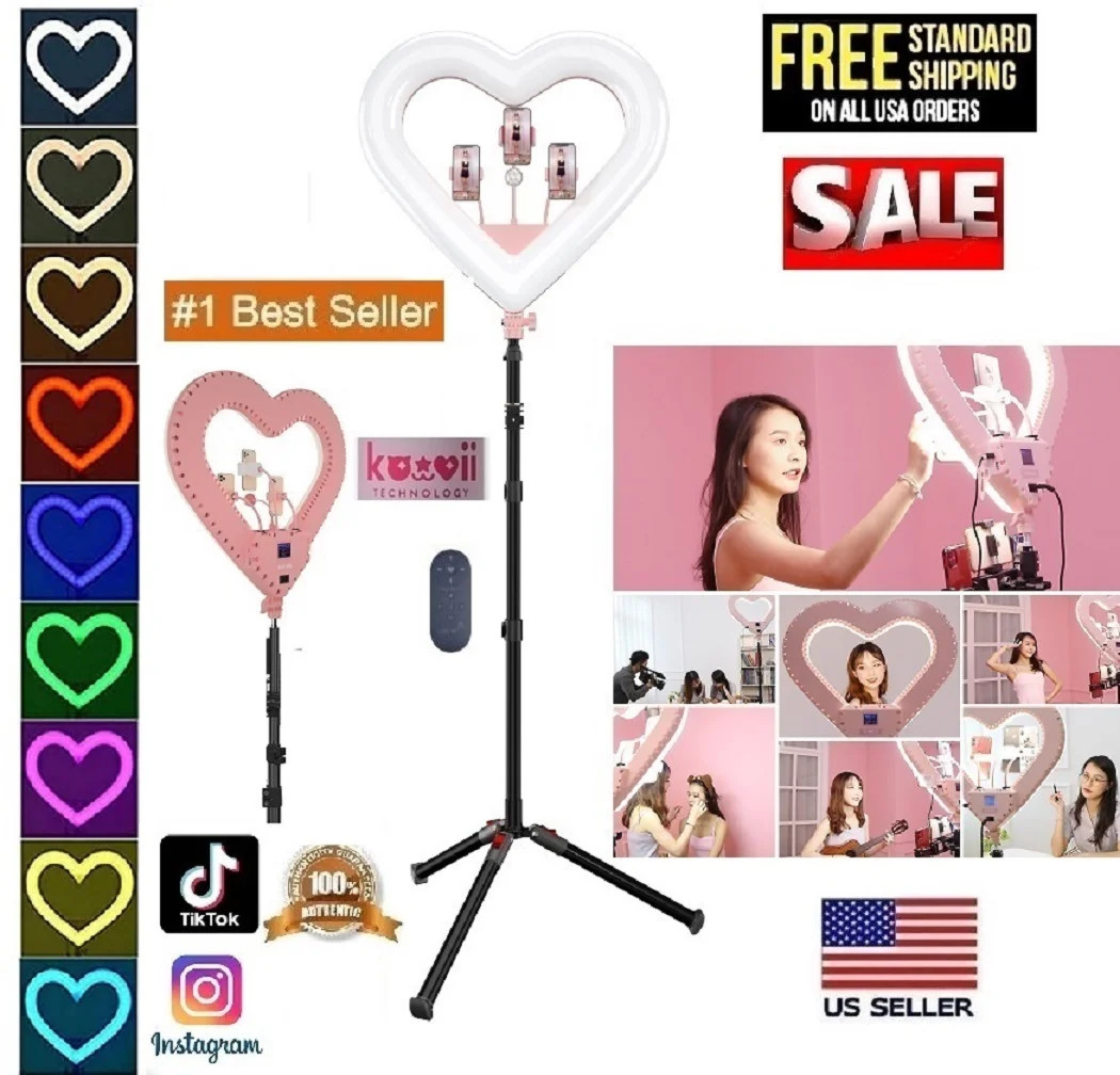20'' Ring Light Live Streaming Selfie Heart Shaped professional &wireless remote | Walmart (US)