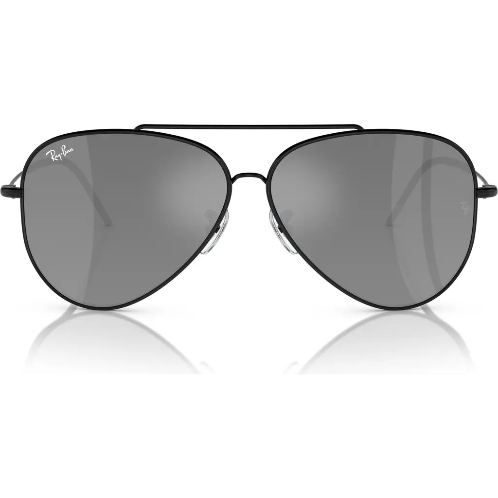 Ray-Ban Reverse 62mm Oversize Aviator Sunglasses in Black at Nordstrom | Nordstrom