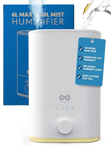 Everlasting Comfort Top Fill Humidifiers for Bedroom, 6L High Mist Output - 60HR Runtime, Easy to Use & Clean Ultrasonic Humidifier Large Room Humidifiers for Home, Baby, Plants, Congestion, Indoor | Amazon (US)