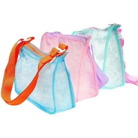 Mesh Beach Toy Bag 3Pcs Kids Seashell Bag Beach Sand Toy Totes Mesh Bag with Zipper Beach Toys Towel | Walmart (US)