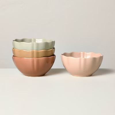 4pk 11oz Scalloped Stoneware Dessert Bowls - Hearth & Hand™ with Magnolia | Target