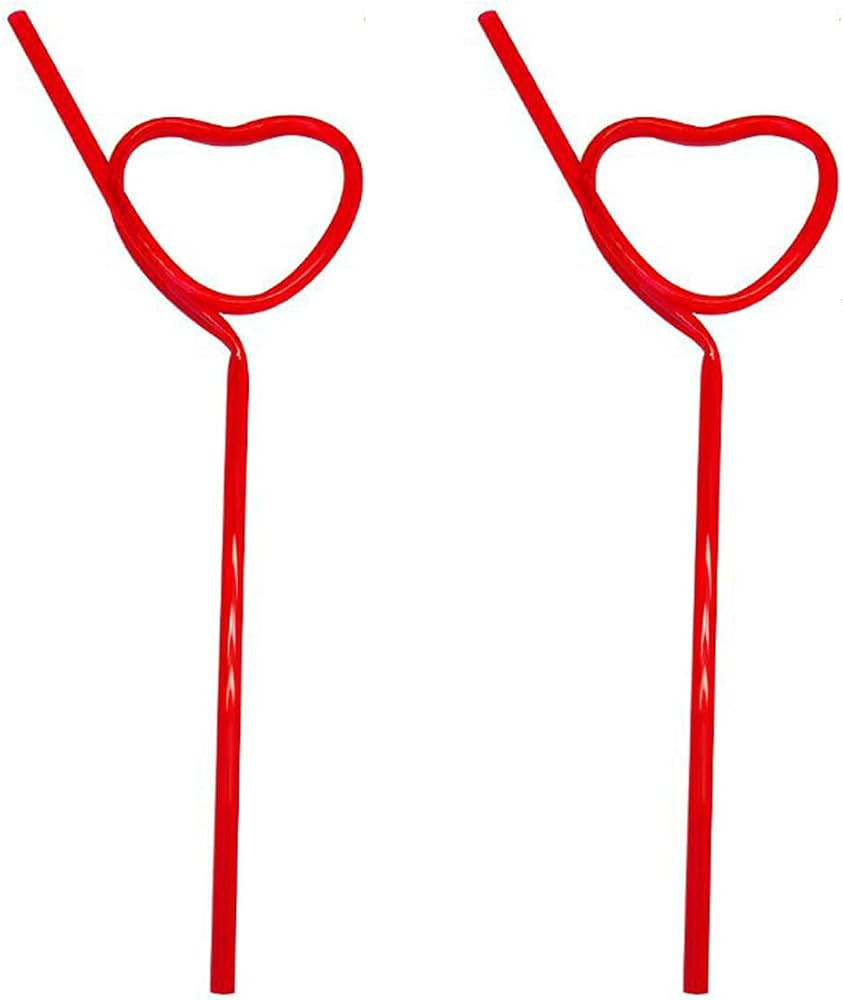 Heart-Shaped Party Straws Drinking Sipping Straws, Novelty Props for Wedding Birthday Party (20 p... | Amazon (US)