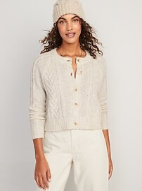 Heathered Cable-Knit Cardigan Sweater for Women | Old Navy (US)