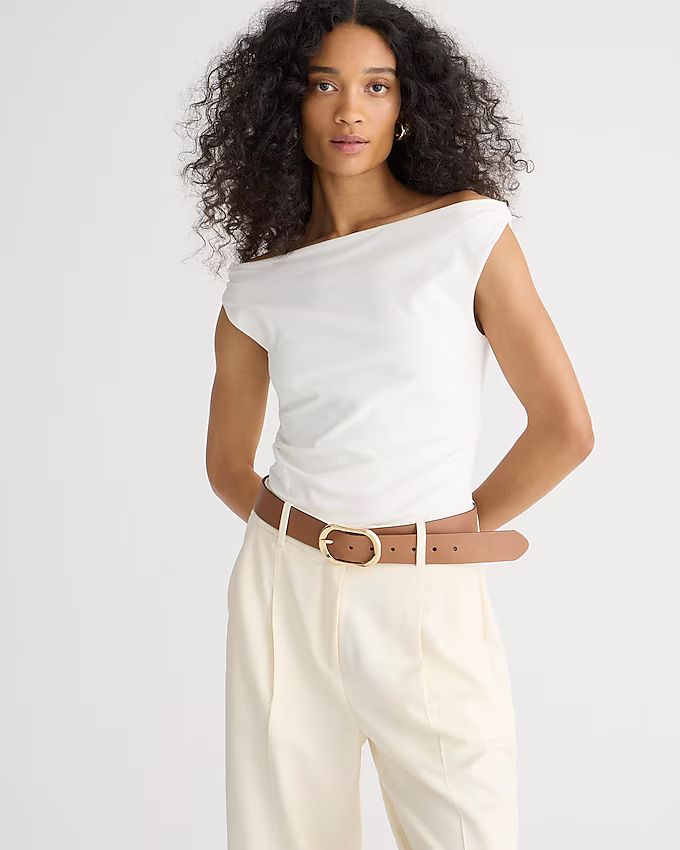 Off-the-shoulder tank top in stretch cotton blend | J. Crew US