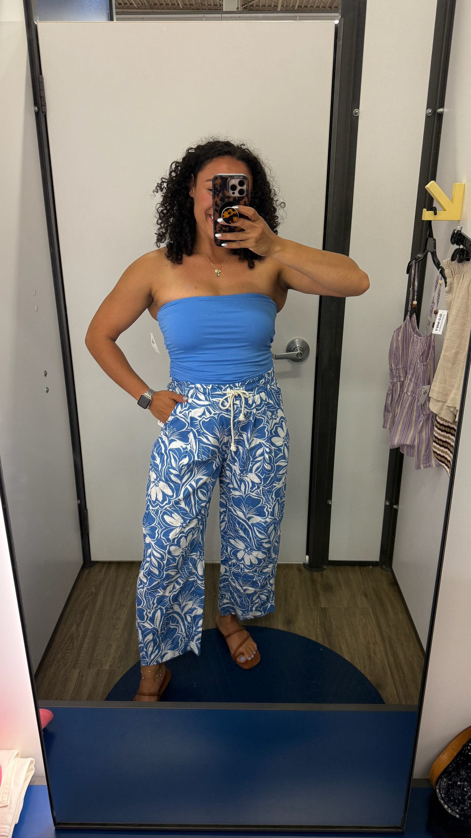 Old Navy vacation look. I love these printed gauze pants and solid tube top. 

 #LTKootd #LTKmomlife #LTKSeasonal