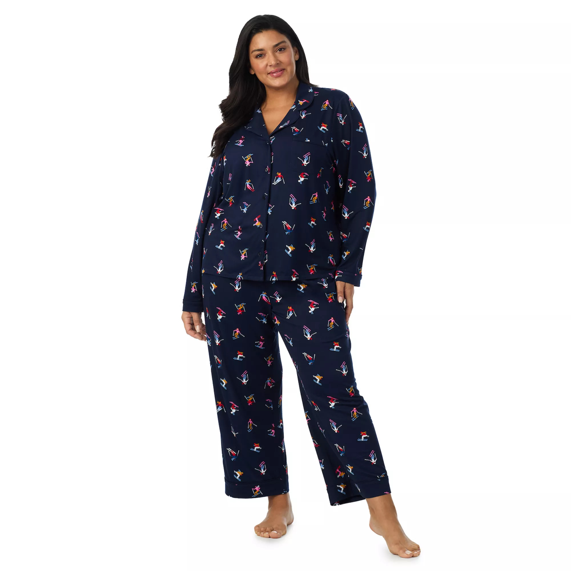 Plus Size Draper James 2-pc. Cozy Long Sleeve Notch Pajama Top & Pajama Bottoms Set | Kohl's