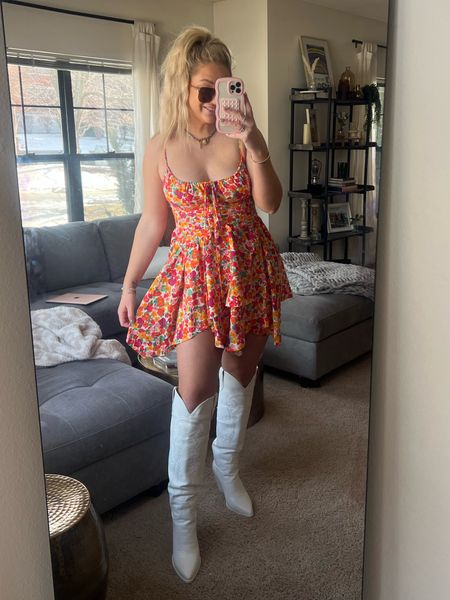 Spring dress outfit Easy casual vacation going out princess polly floral pink orange cowgirl boots concert outfit 

#LTKSeasonal #LTKstyletip #LTKunder100