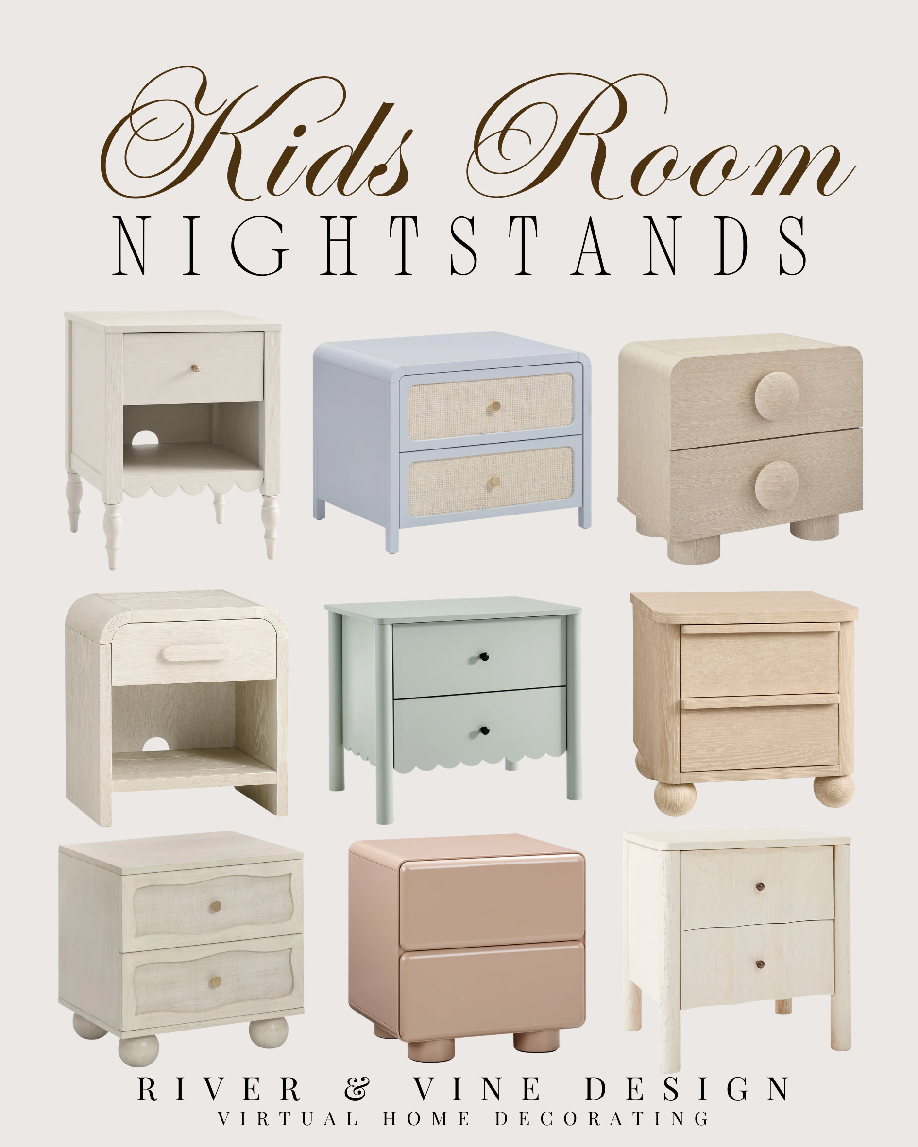 Kids’ room nightstands that feel playful without looking too themed. I love the mix of scalloped details, soft painted finishes, rounded edges, and chunky little legs — perfect for adding personality to a nursery, shared bedroom, or big kid room.

Shop the look: kids room nightstands, nursery nightstand, scalloped nightstand, colorful nightstand, bedside table, playful bedroom furniture, kids bedroom decor, nursery furniture, classic kids room.

I may receive a commission from linked items. 

 #LTKHome