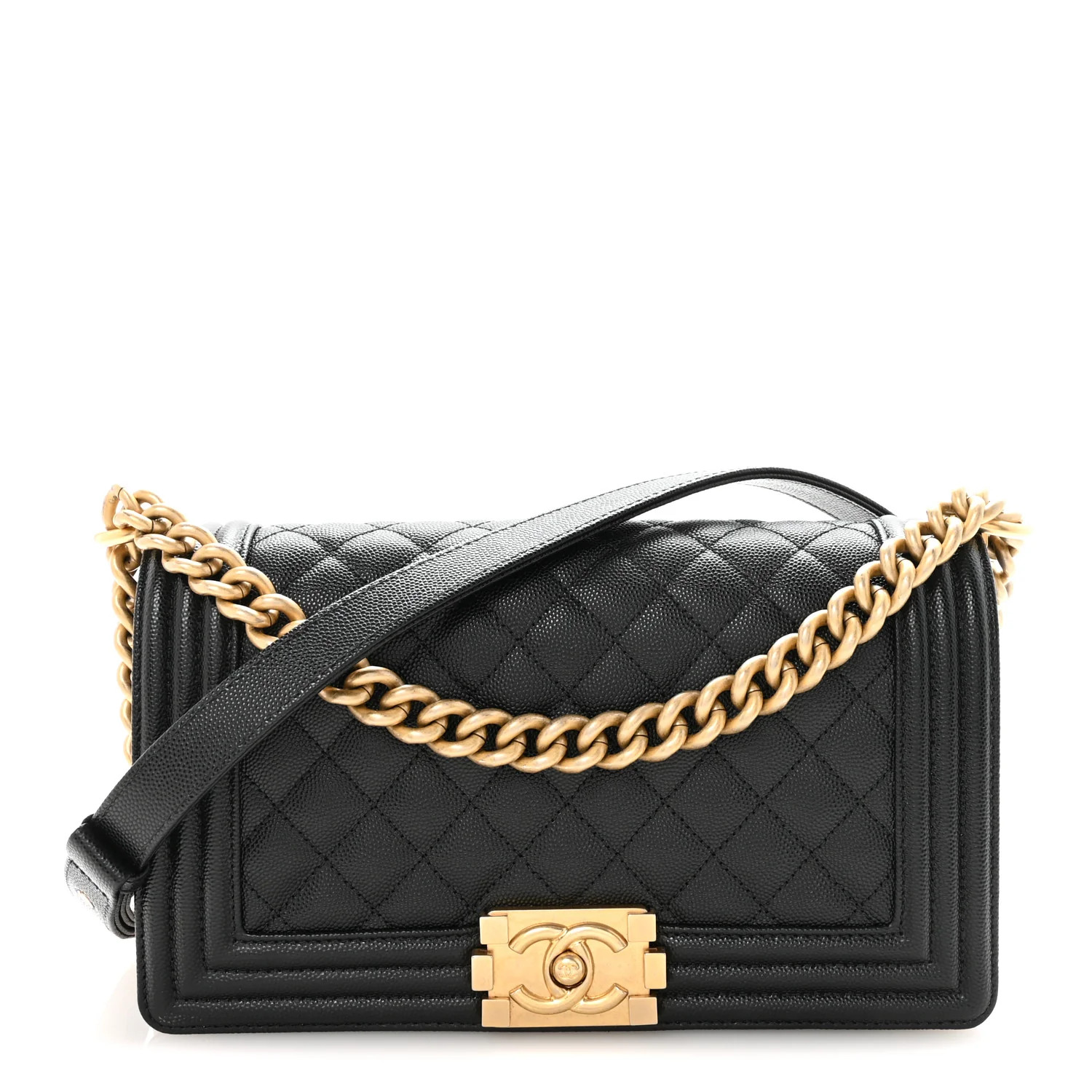 Caviar Quilted Medium Boy Flap Black | FASHIONPHILE (US)