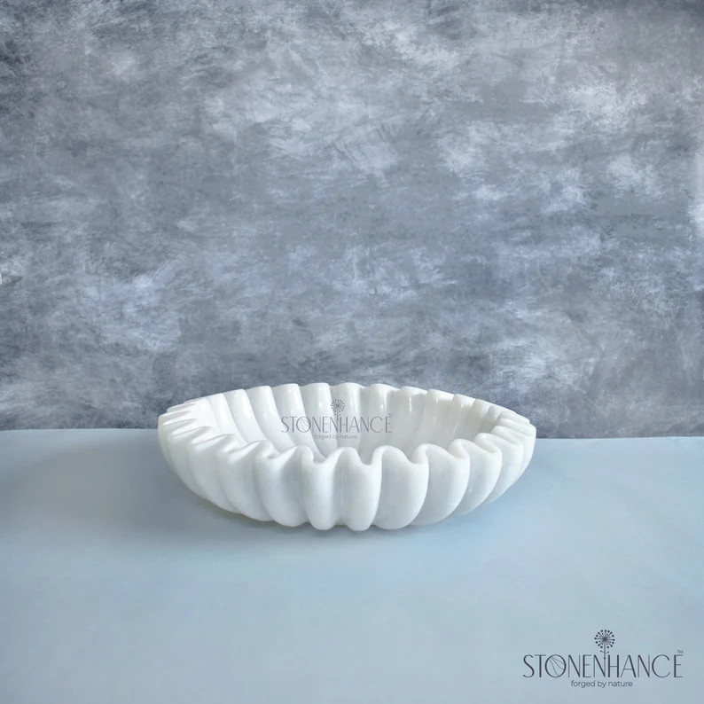 Ruffle Bowl Handcrafted Marble Bowl Decorative Marble Bowl | Etsy | Etsy (US)