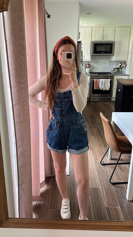 wearing a small in overalls, have had for a few years and they’re a spring and summer favorite! 
Color is sapphire, linked similar color  in stock! 

Spring outfit, summer outfit, mom outfit 

#LTKSeasonal