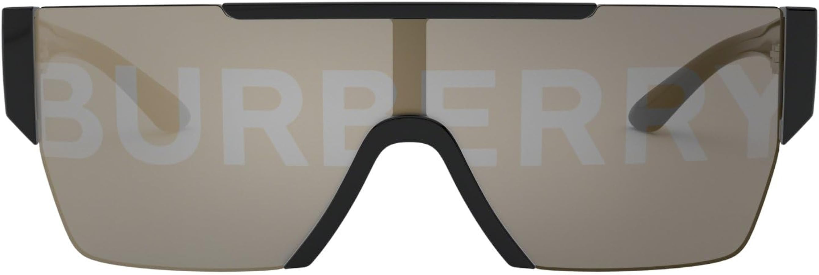 Burberry BE 4291 3001/G Black Plastic Rectangle Sunglasses Gold Mirror Lens | Amazon (US)