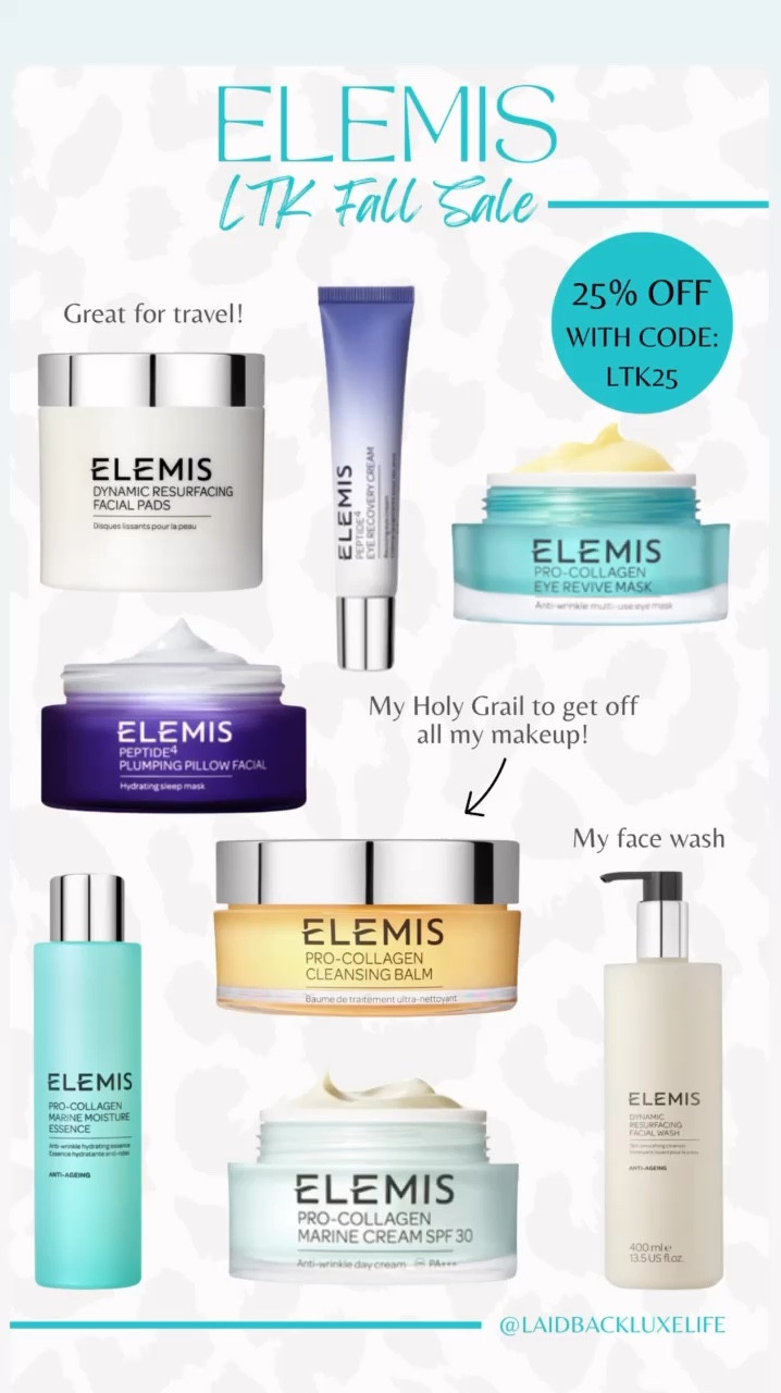 Elemis LTK Fall Sale 9/26-9/29, Use code LTK25 for 25% off at checkout. My Holy Grail cleansing balm is the best makeup remover! I use this first and follow it with my face wash, 10/10 highly recommend both! This is currently my dynamic duo! I also love the facial pads for travel. Elemis bestsellers, my face wash also comes in pads which are great for travel, #LaidbackLuxeLife

Follow me for more fashion finds, beauty faves, lifestyle, home decor, sales and more! So glad you’re here!! XO, Karma

#LTKBeauty #LTKVideo #LTKFallSale