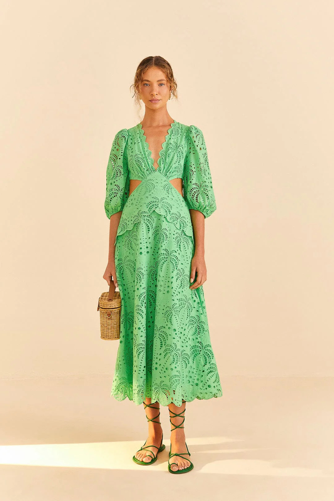 Green Richelieu Midi Dress | FarmRio (US)