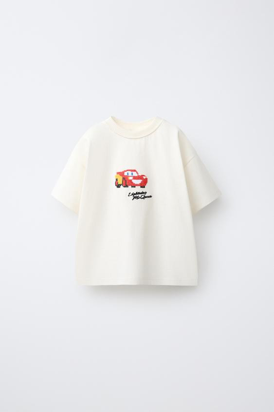 Zara - Cars Lightning Mcqueen © Disney/Pixar Embroidered T-Shirt - Oyster-White - 1½ Years (86 Cm) - Kids | Zara UK