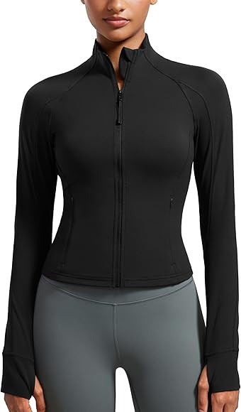 CRZ YOGA Butterluxe Womens Cropped Slim Fit Workout Jacket Weightless Track Athletic Full Zip Up ... | Amazon (US)