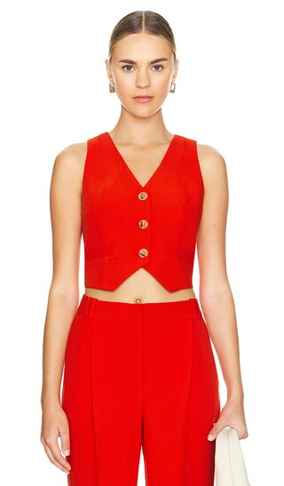 Irena Tailored Fitted Vest in Hibiscus | Revolve Clothing (Global)