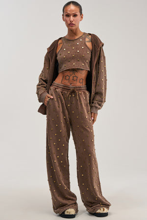AKIRA Popping Off Wide Leg Jogger Pants | Brown | Size 1X | AKIRA