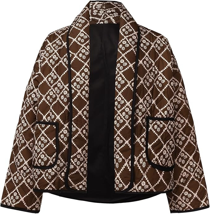 Womens Lightweight Quilted Puffer Jacket Leopard Print Oversized Long Sleeve Packable Short Down ... | Amazon (US)