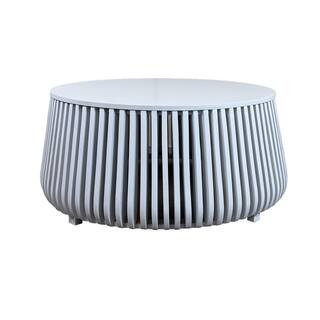 Cascade 36 in. White Round Wood Slatted Coffee Table | The Home Depot