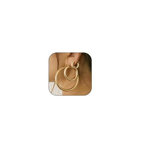 Gold Hoop Earrings for Women Large Gold Hoops Earring Big Thick Hoops Earrings | Amazon (US)