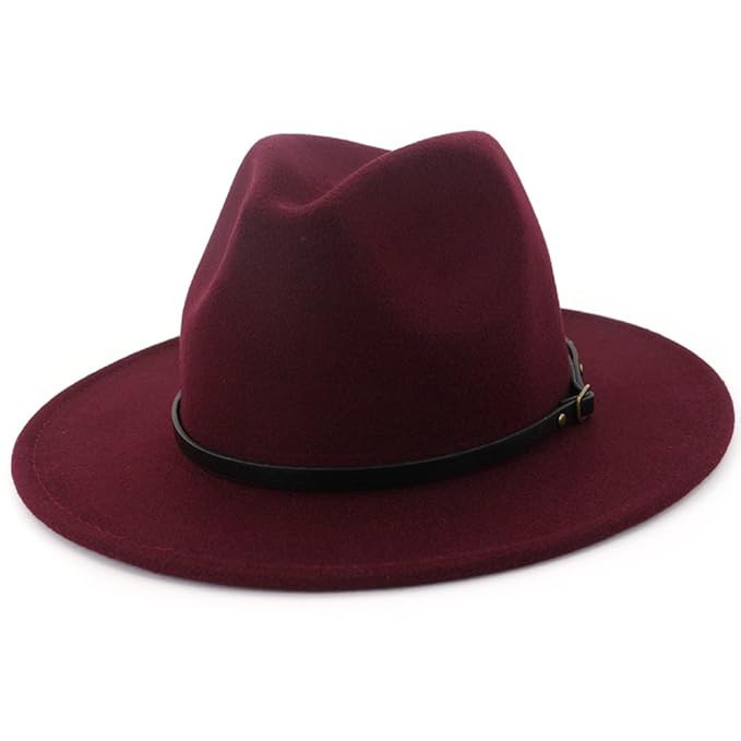 Lisianthus Women Wide Brim Wool Fedora Panama Hat with Belt Buckle | Amazon (US)