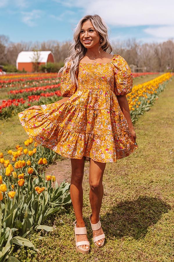 Vibrant Smiles Smocked Mini Dress | Impressions Online Boutique