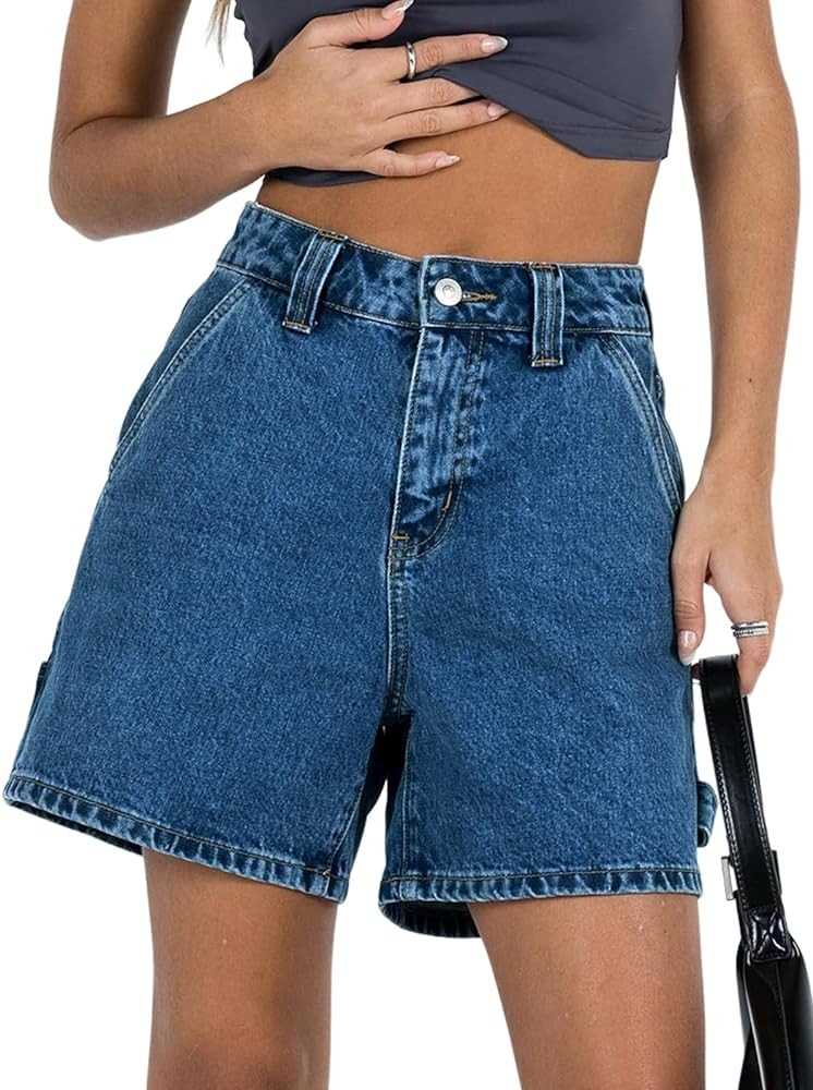 Kedera Womens High Waisted Boxy Denim Shorts Summer Casual Button Down Baggy Jean Shorts with Poc... | Amazon (US)