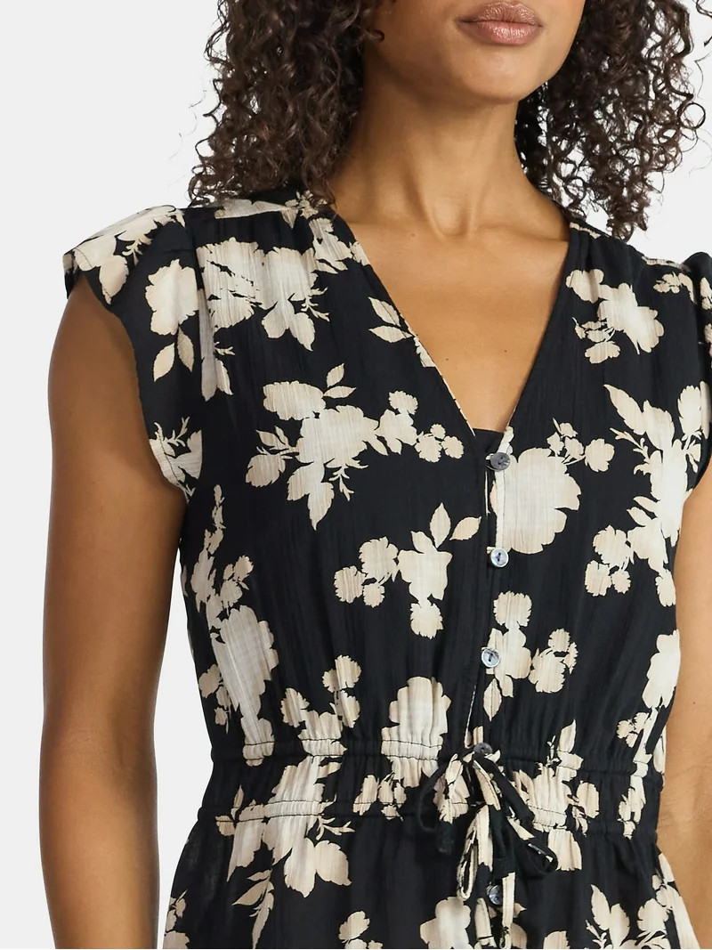 Time and Tru Women's Peplum Top with Flutter Sleeves, Sizes XS-XXXL | Walmart (US)