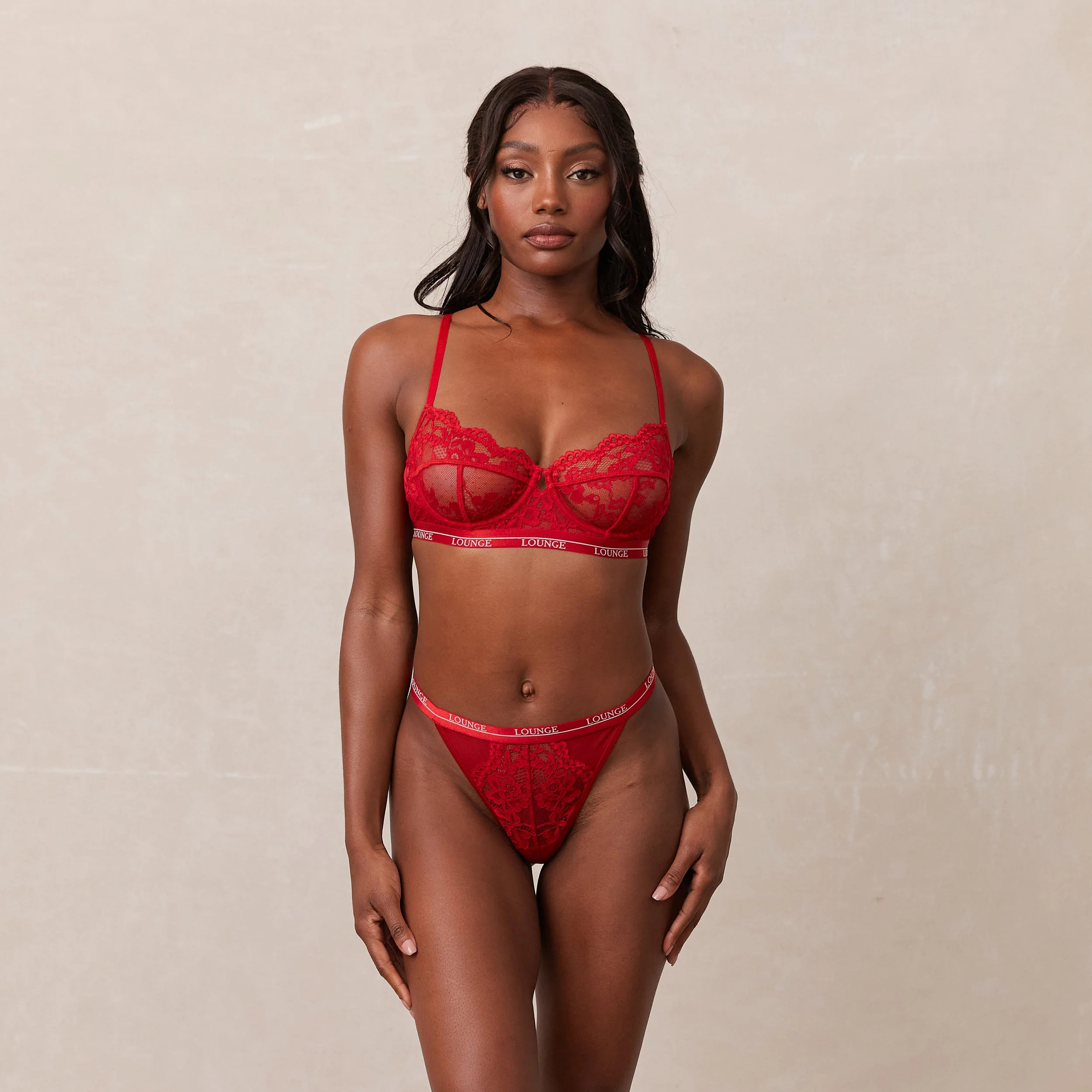 Blossom Balcony Bra & Thong Set - Maroon | Lounge UK