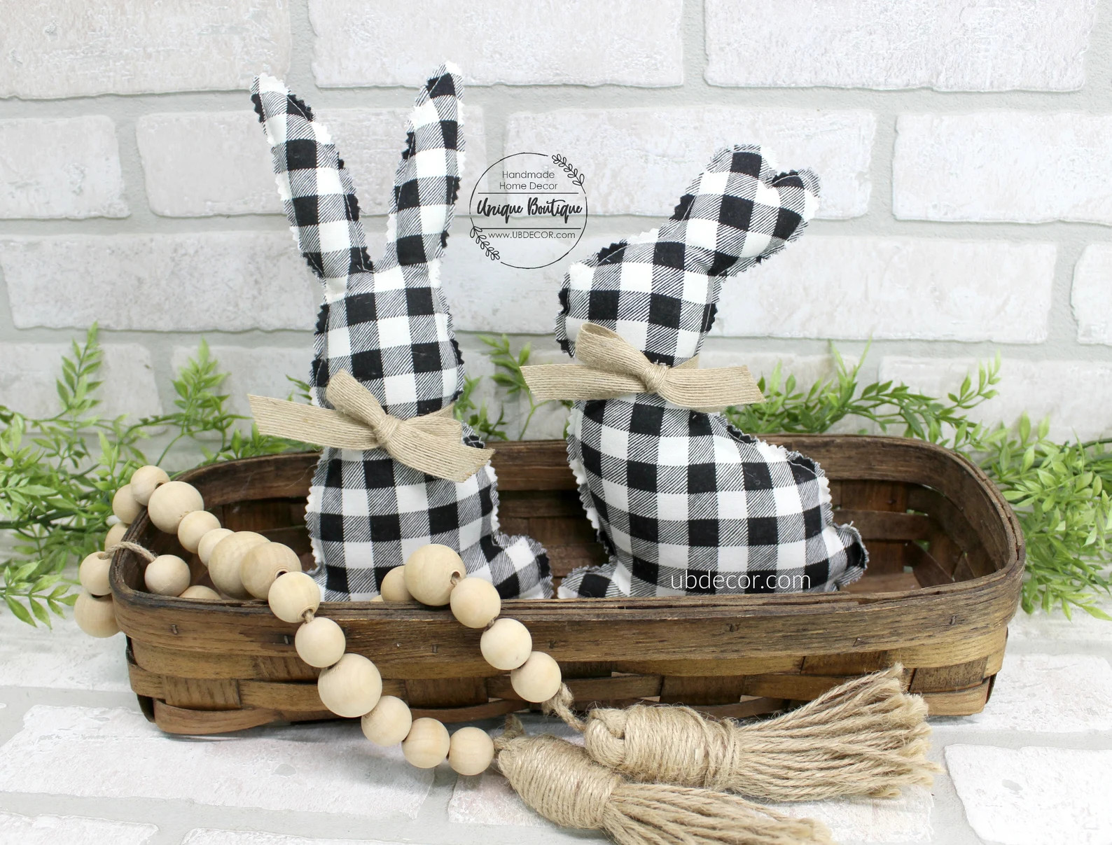 Farmhouse Fabric Easter Bunnies Set of 2 Stuffed Bunny | Etsy | Etsy (US)