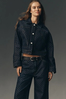 Pilcro Lurex Polka Dot Dolman Denim Jacket | Anthropologie (US)
