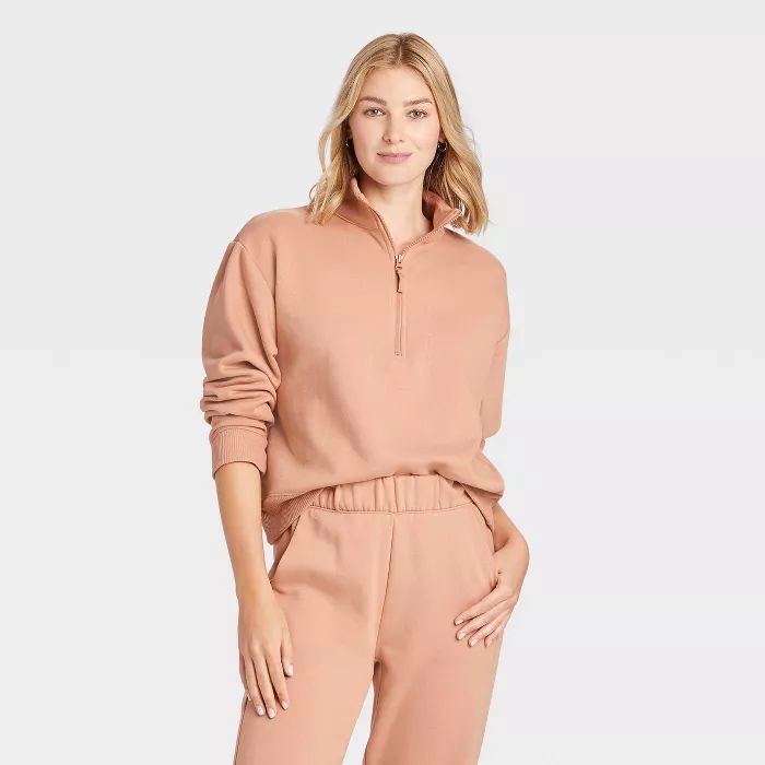 Women's Fleece Quarter Zip Sweatshirt - A New Day™ | Target
