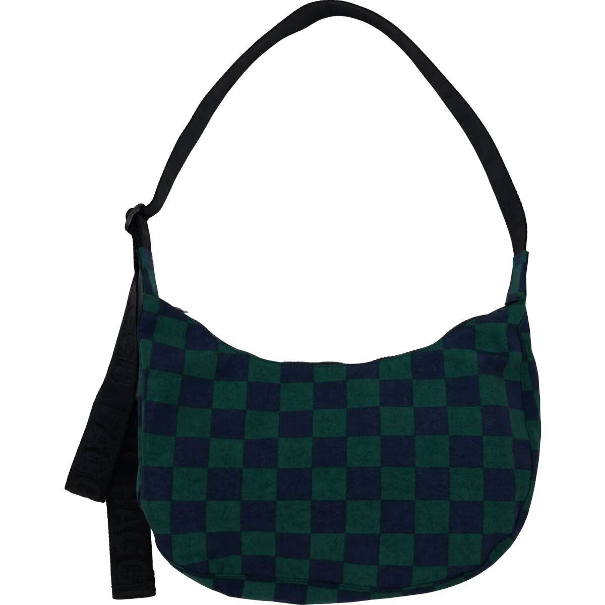 BAGGU Medium Nylon Crescent Bag Navy Green Check, One Size | Backcountry