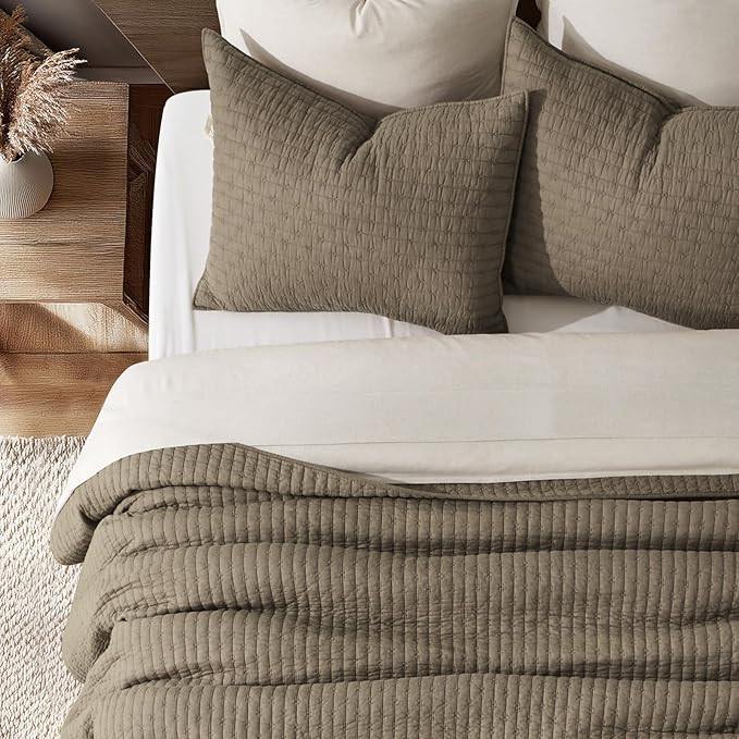 EVERGRACE Cross Stitch Pre-Washed Cotton Quilt Bedding Set King Size, Oversized 3 Pieces Lightwei... | Amazon (US)