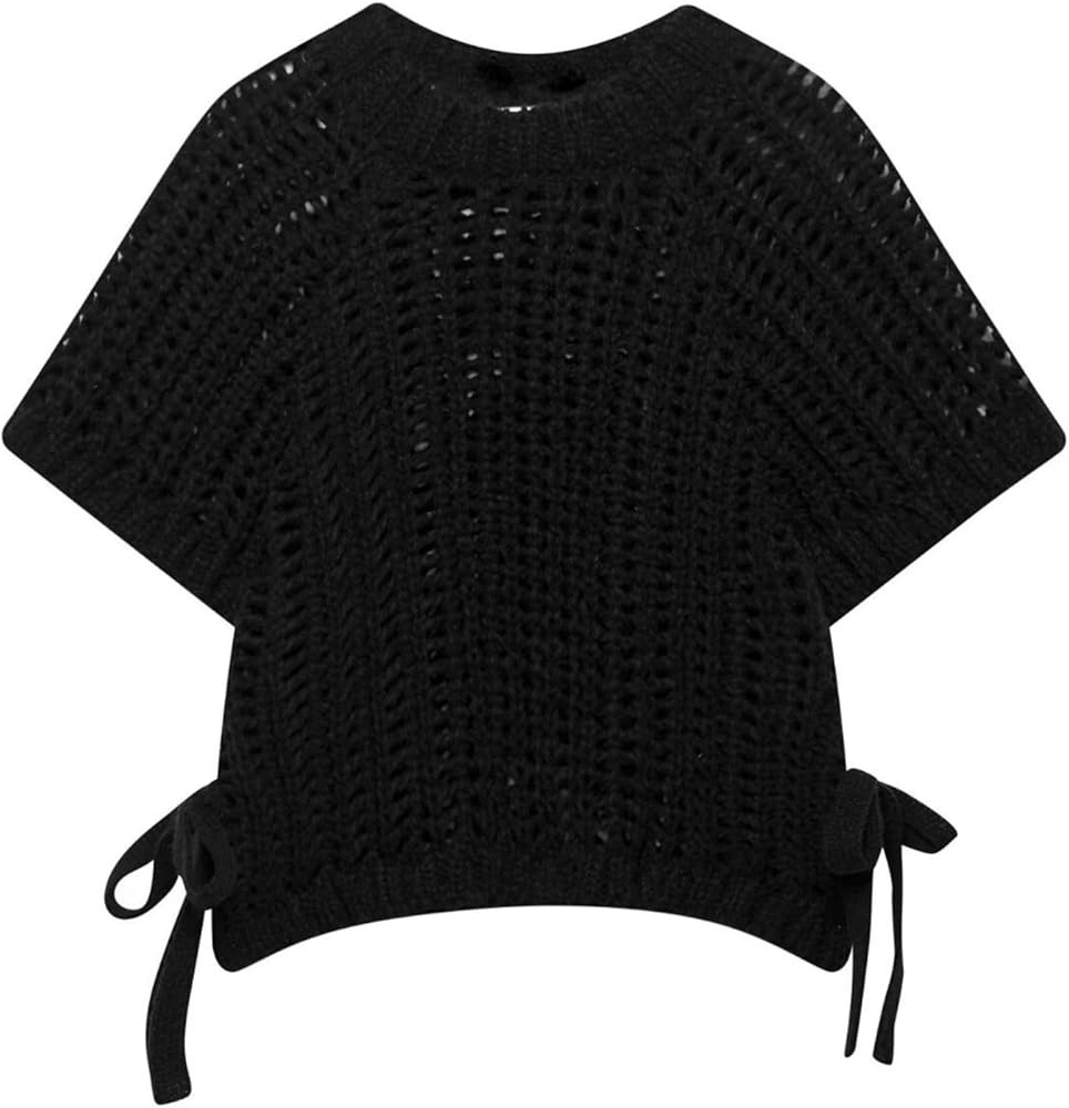 FindThy Women’s Chunky Cropped Sweater Vest Side Bow Tie Crew Neck Trendy Pullover Knit Tank To... | Amazon (US)