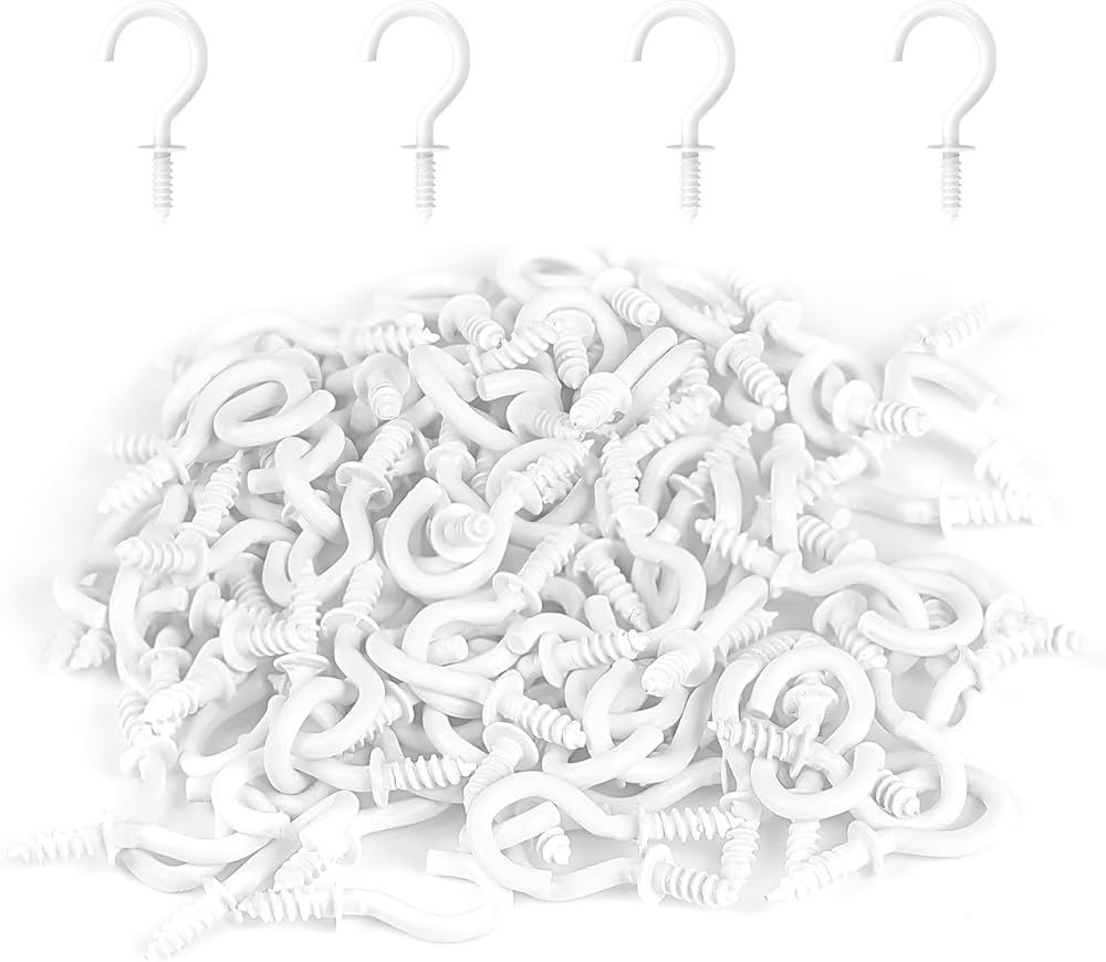 RELBRO 1/2 Inch Small Screw Hooks, Mini Metal Twist in Hooks, White, 100 Pcs | Amazon (US)