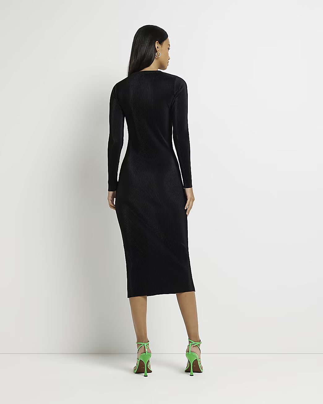 Black long sleeve midi bodycon dress | River Island (UK & IE)