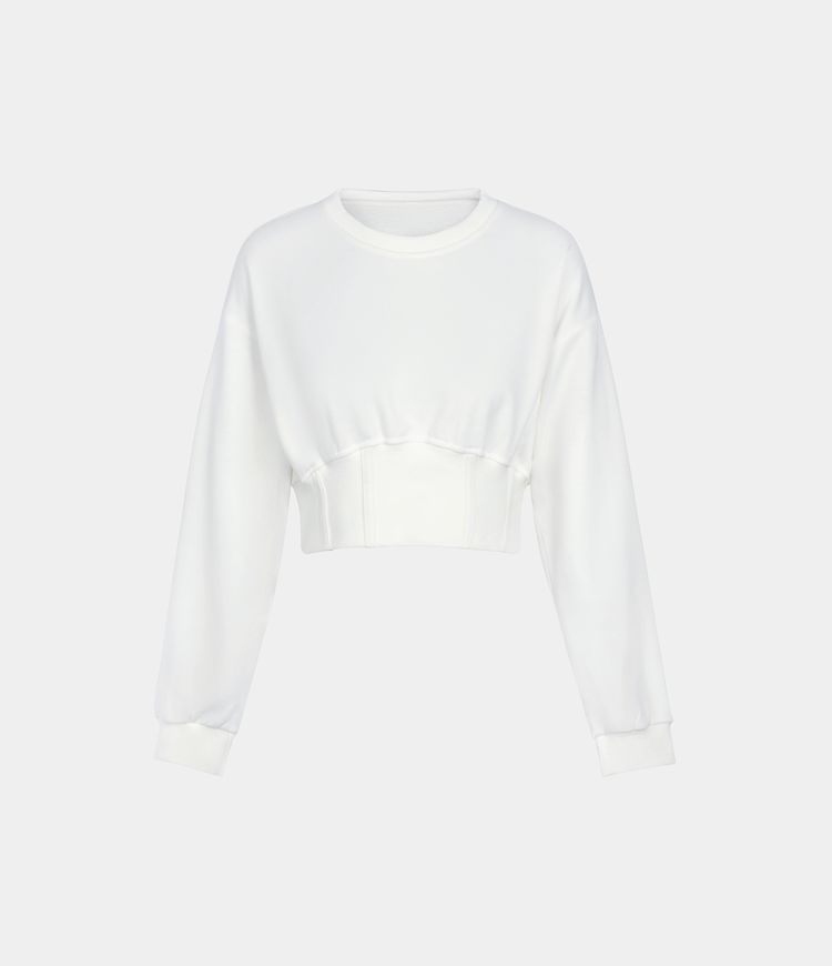 Corset Plain Cropped Sweatshirt | HALARA