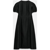 Zara - Zw Collection Linen Blend Midi Dress - Black - S - Woman | Zara US