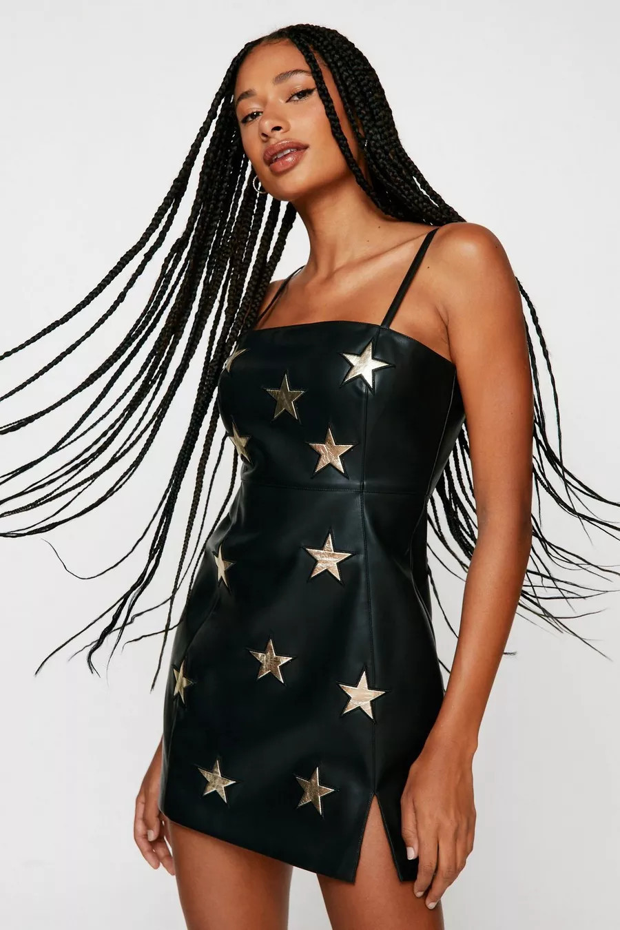 Premium Faux Leather Metallic Star Mini Dress | Nasty Gal US