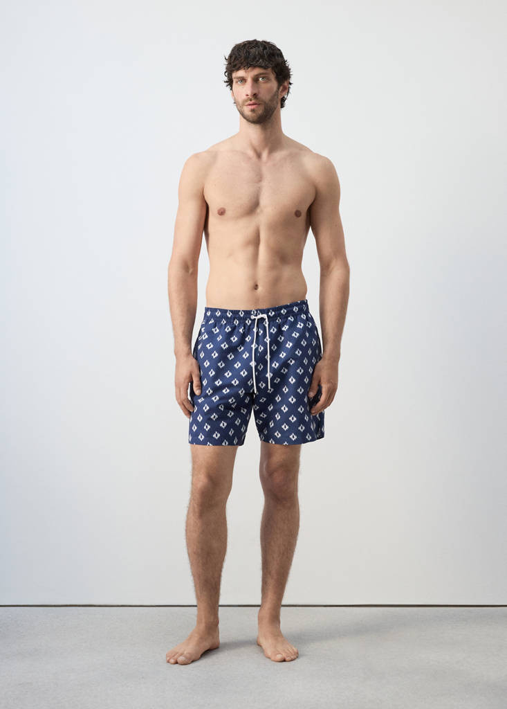 Geometric-print swimsuit indigo blue - Man - M - MANGO MAN | Mango (US/MX/AU)
