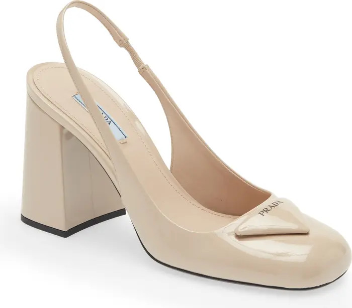 Prada Vernice Logo Slingback Pump | Nordstrom | Nordstrom